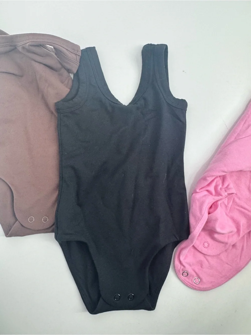 Tones Lot of 3 Bodysuits Brown Black Sleeveless & Pink Long Sleeve SET Size 3T